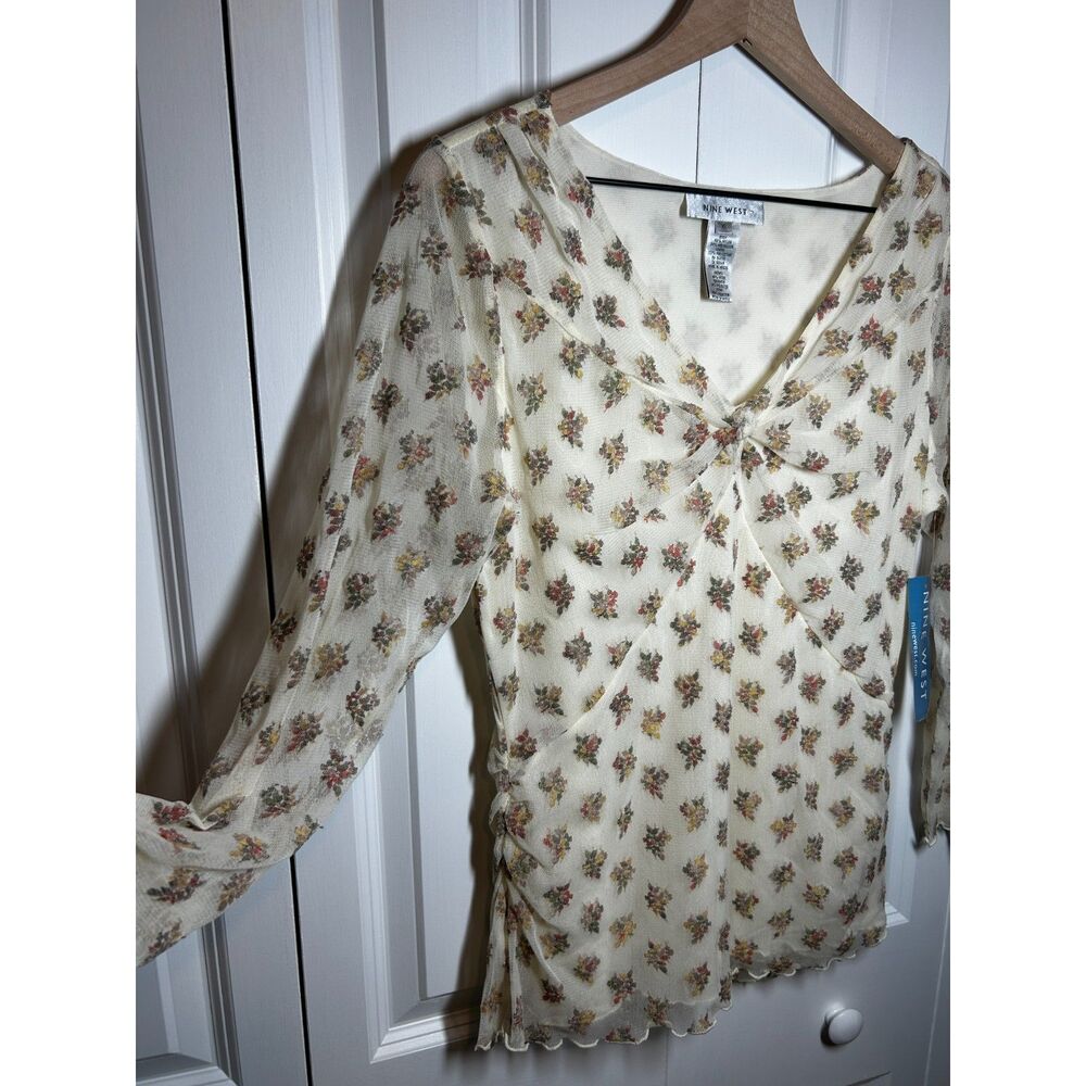 Vintage 90s Nine West Floral Mesh Top NWT XL